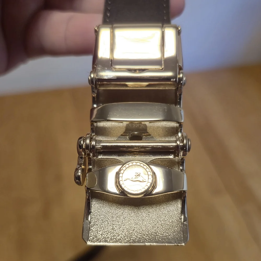 Elegant Tan Belt‎ with Gold Buckle